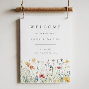 Pastel Boho Wildflower Wedding Welcome Sign