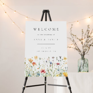 Pastel Boho Wildflower Wedding Welcome Sign