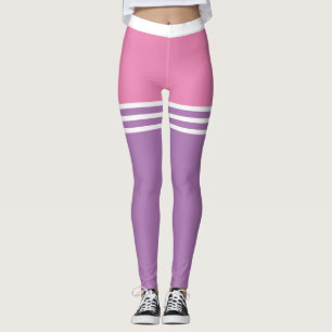 Pastel Bold Colors mix with White Thigh Stripes Leggings