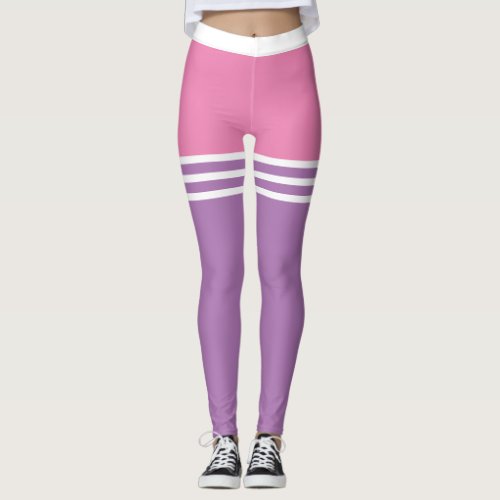Pastel  Bold Colors mix with White Thigh Stripes Leggings