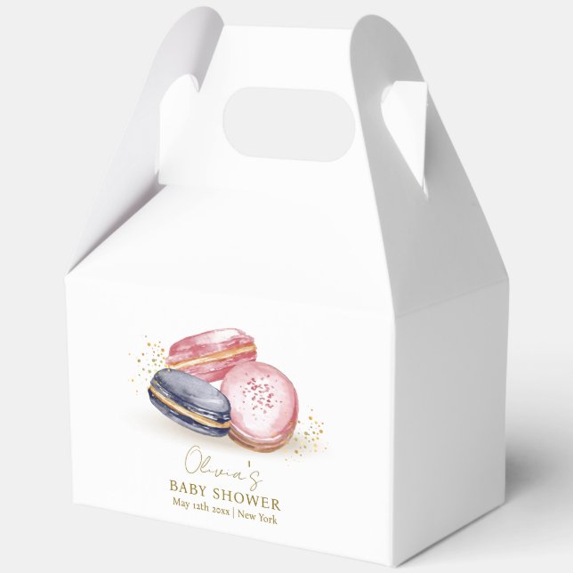 Pastel Bonjour Bébé French Macarons Baby Shower  Favor Boxes (Back)