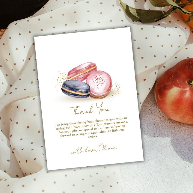 Pastel Bonjour Bébé French Macarons Baby Shower  Thank You Card (Pastel Bonjour Bébé French Macarons Baby Shower Thank You Card)