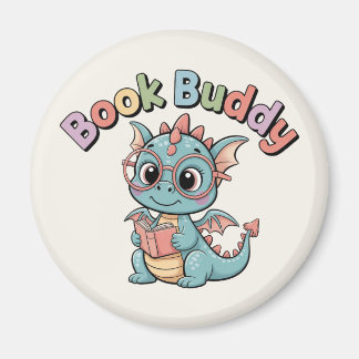 Pastel Book Buddy Reading Dragon Magnet