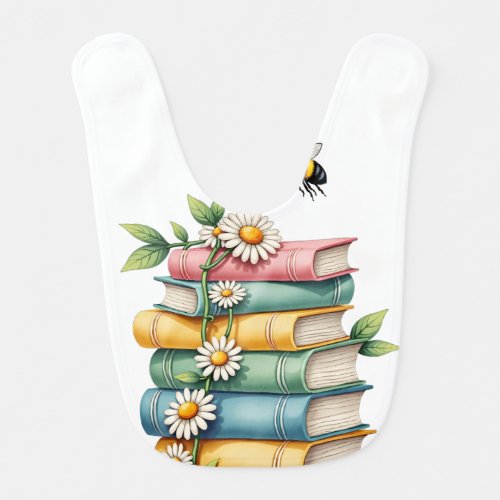 Pastel Book Tower Baby Bib