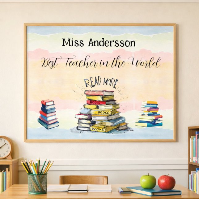 Pastel Books Best Teacher Classroom Tribute Poster (Creator Uploaded)