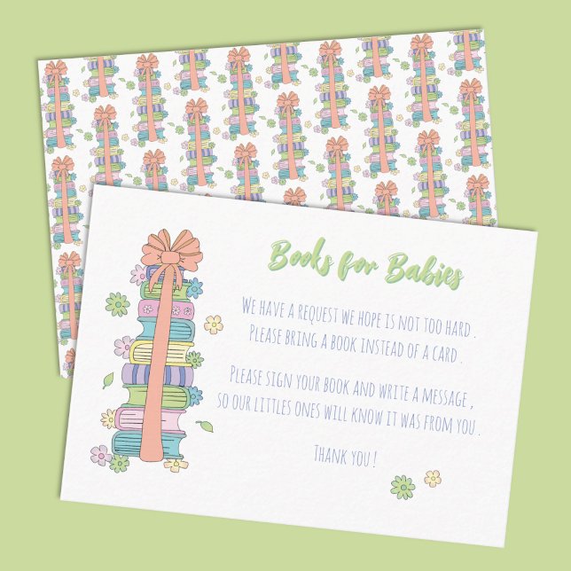 Pastel Books for Babies with Bow Spring  Enclosure Card (Cute enclosure cards with spring colors . )
