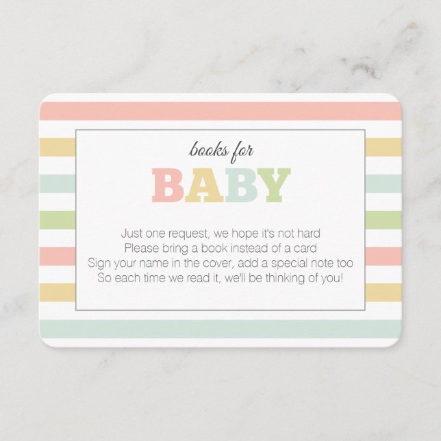 Pastel books for baby enclosure, neutral colors enclosure card (Front)
