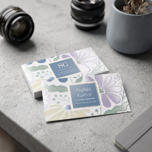 Pastel Botanical Floral Frame Foil Spot Gloss Business Cards