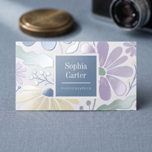 Pastel Botanical Floral Frame Raised Spot UV Business Card