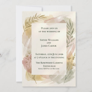 Pastel Botanical Foliage Wedding Invitation