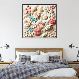 Pastel Botanical Relief Floral Wall Art 