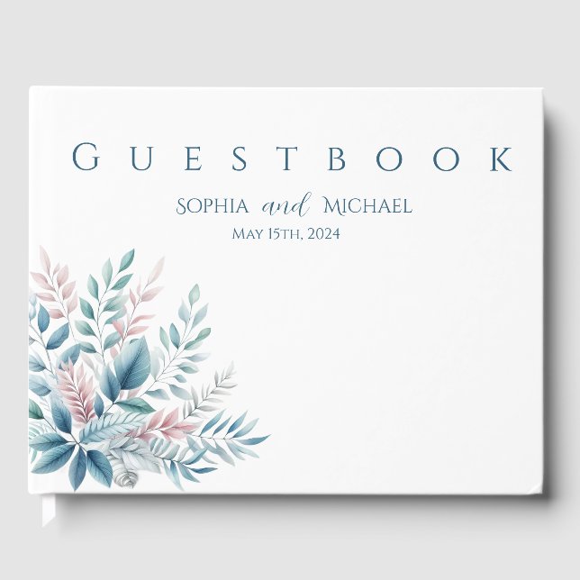 Pastel Botanical Wedding Guest Book (Front)