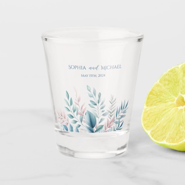 Pastel Botanical Wedding-Money/shot Dance- Shot Glass (Front)