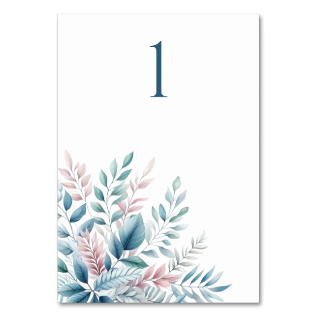 Pastel Botanical Wedding Table Card (Front)