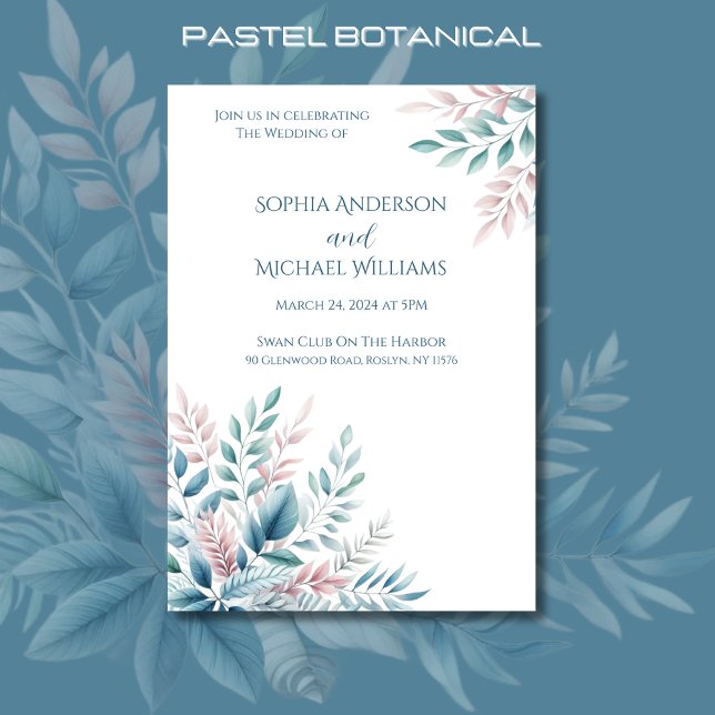 Pastel Botanical Wedding Theme Invitation (Pastel Botanical -Wedding Invitation)