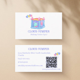 Pastel Bounce House Rentals QR Code Business Card