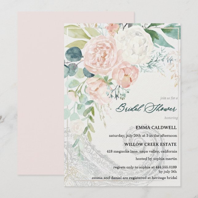 Pastel Bouquet Bridal Shower Invitation (Front/Back)