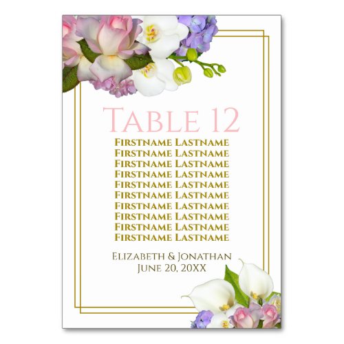 Pastel Bouquet Spring Floral Wedding Seating Chart Table Number