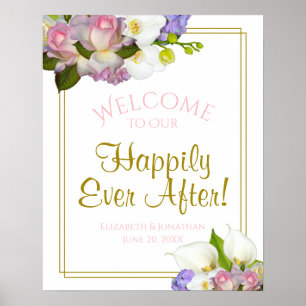 Pastel Bouquet Spring Floral Wedding Welcome Sign