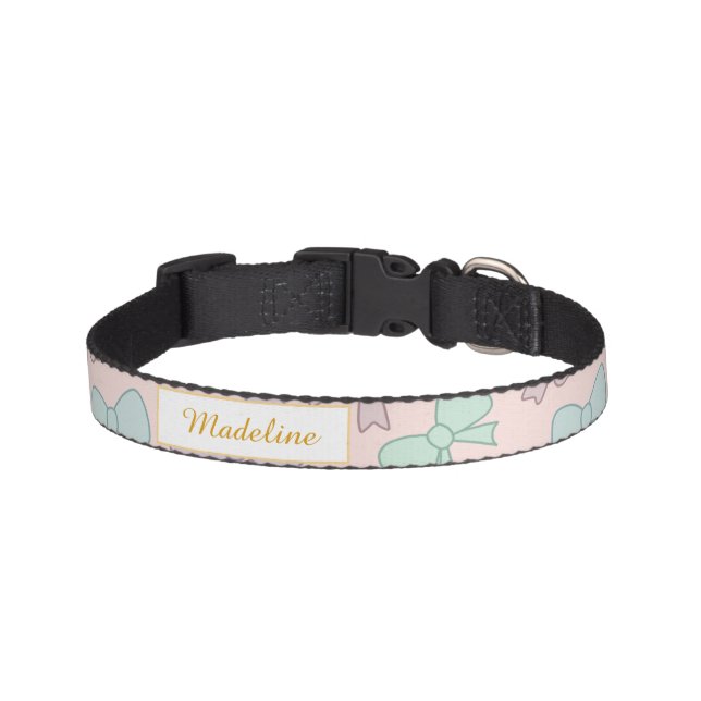 Pastel Bows on Pink Pet Collar (Front)