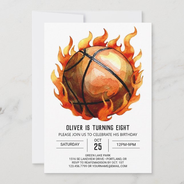 Pastel Boy Modern Basketball Birthday Invitation (Front)