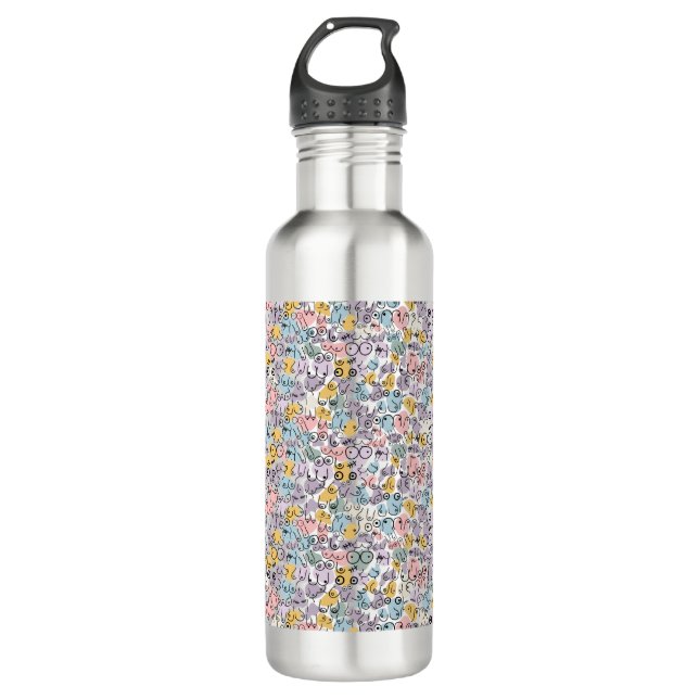 pastel breast pattern stainless steel water bottle (Front)