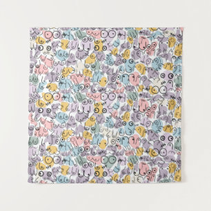 pastel breast woman tapestry