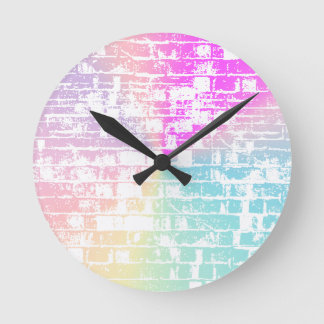 Pastel Bricks Round Clock