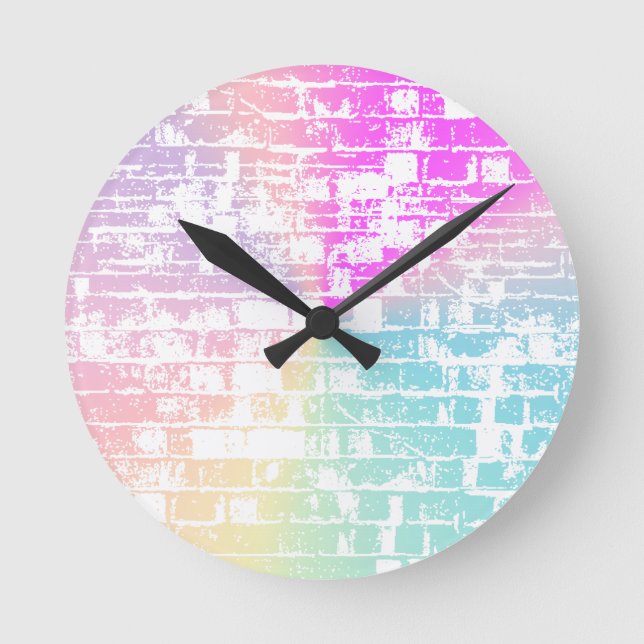 Pastel Bricks Round Clock (Front)