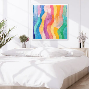 Pastel Brights Abstract Art in Vertical Waves Canvas Print