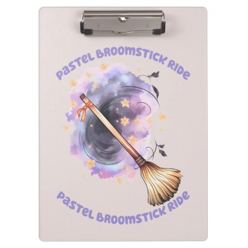 Pastel Broomstick Ride Clipboard