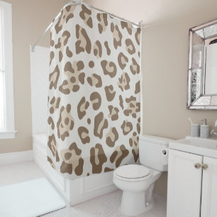 Pastel Brown and Beige Leopard Spot Shower Curtain