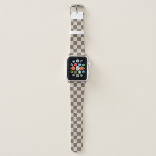 Pastel Brown and Pastel Gray Checkerboard Apple Watch Band