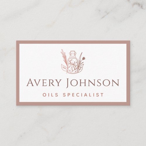 Pastel Brown Drawn Essential Oils Specialist Boho Business Card