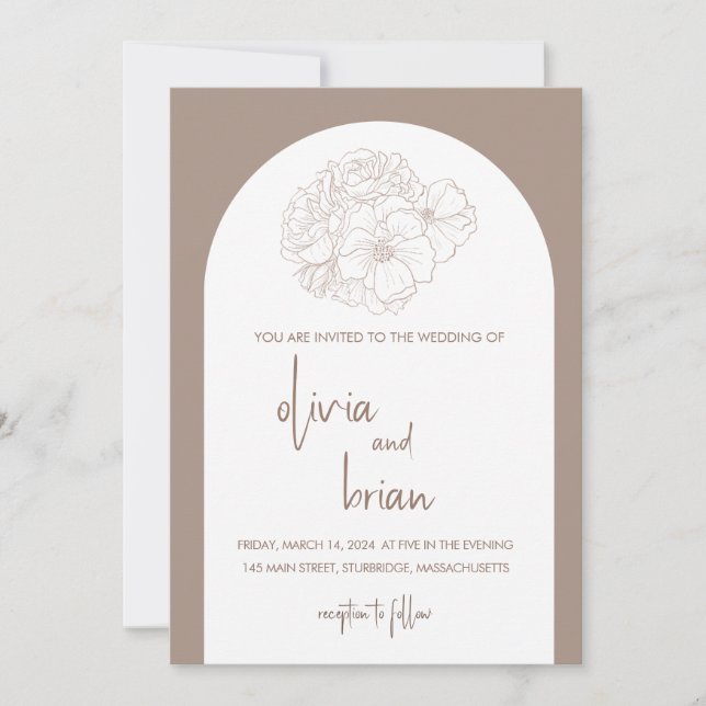 Pastel Brown Minimalist Wedding Invitation (Front)