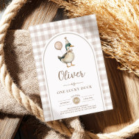 Pastel Brown One Lucky Duck Balloon 1st Birthday