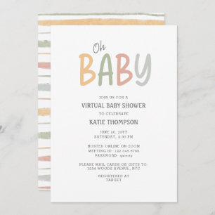 Pastel Brush Strokes Oh Baby Virtual Baby Shower Invitation