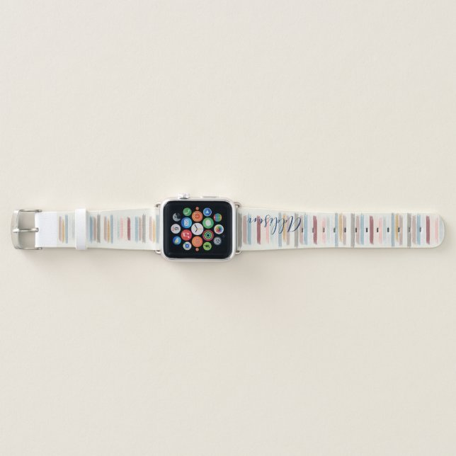 Pastel brush strokes personalized  apple watch band (Front)