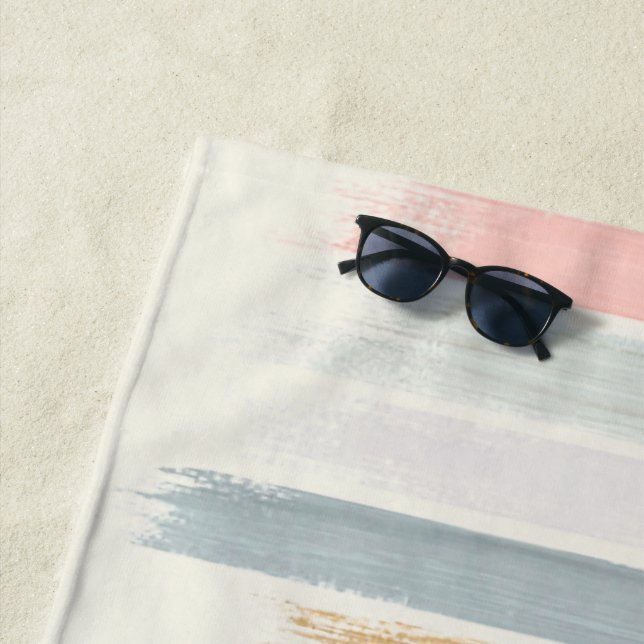 Pastel brush strokes personalized  beach towel (In Situ)