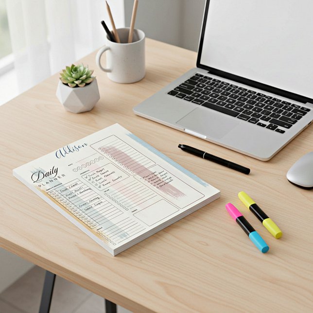 Pastel brush strokes personalized daily planner notepad (Creator Uploaded)