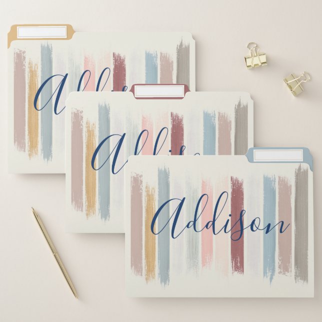 Pastel brush strokes personalized  file folder (Set)