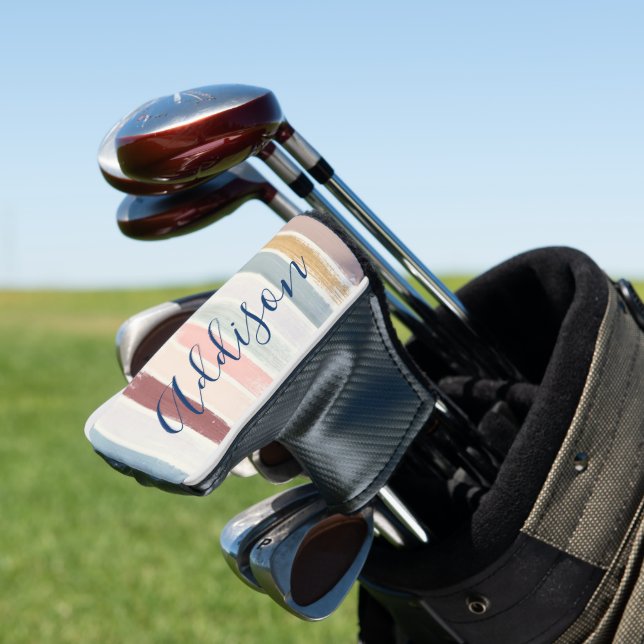 Pastel brush strokes personalized  golf head cover (In Situ)