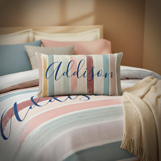 Pastel brush strokes personalized  lumbar pillow