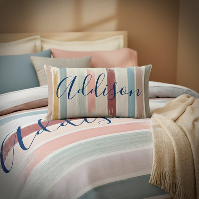 Pastel brush strokes personalized  lumbar pillow (Creator Uploaded)