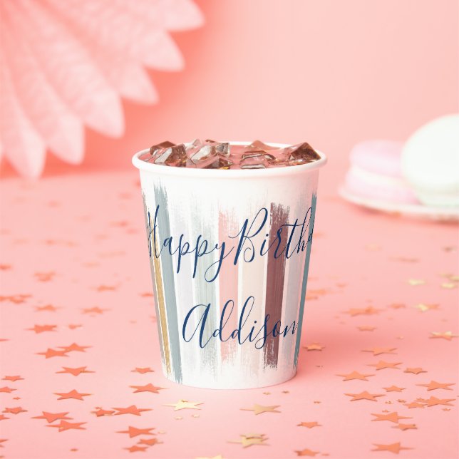 Pastel brush strokes personalized  paper cups (Insitu)