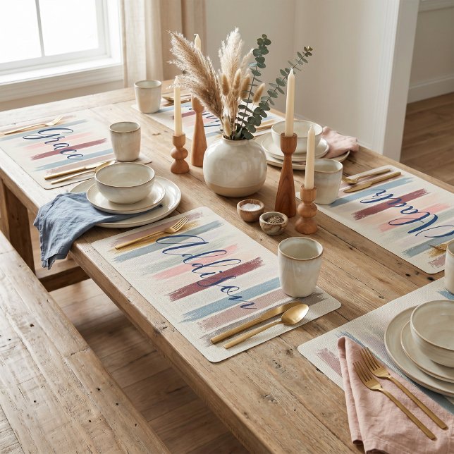 Pastel brush strokes personalized  placemat (Creator Uploaded)