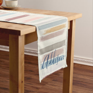 Pastel brush strokes personalized short table runner