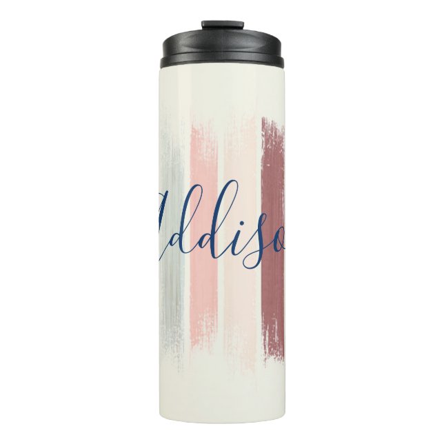 Pastel brush strokes personalized  thermal tumbler (Front)