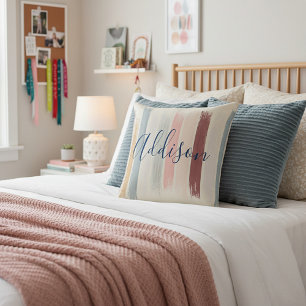 Pastel brush strokes personalized throw pillow