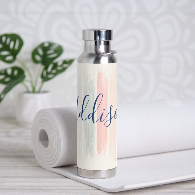 Pastel brush strokes personalized water bottle (Yoga)